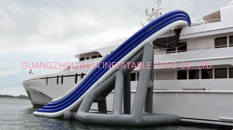 Pvc 0.90mm Inflatable Water Slide Waterproof , Curved Yacht Slide